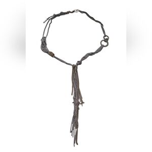 Kenneth Cole Reaction Multi Chain Tassle Necklace Silver Tone 22 To 27 Inches
